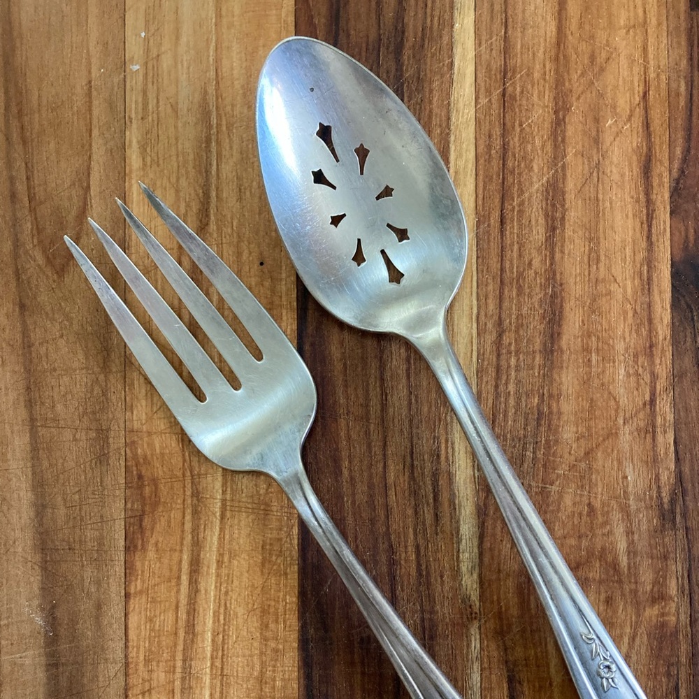 Mid-century silver plate serving utensils